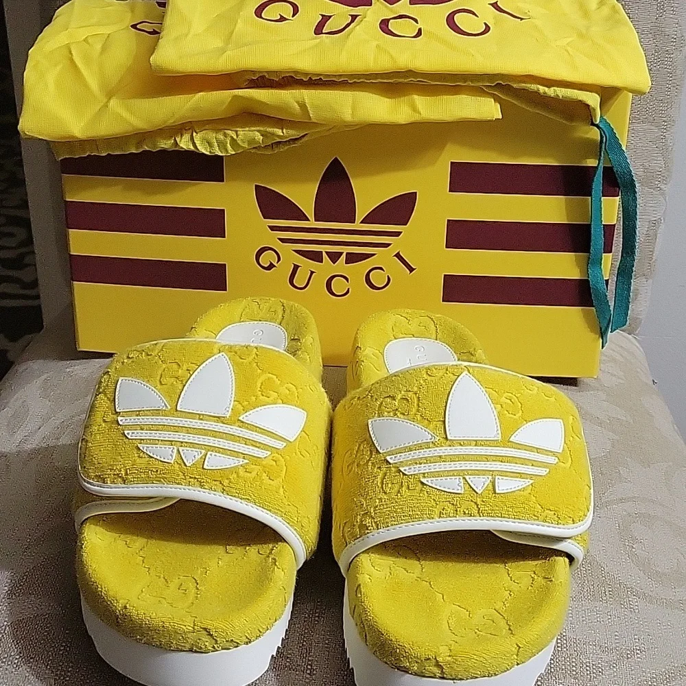 GUCCI ADIDAS COLAB PLATFROM SLIDES SHOES